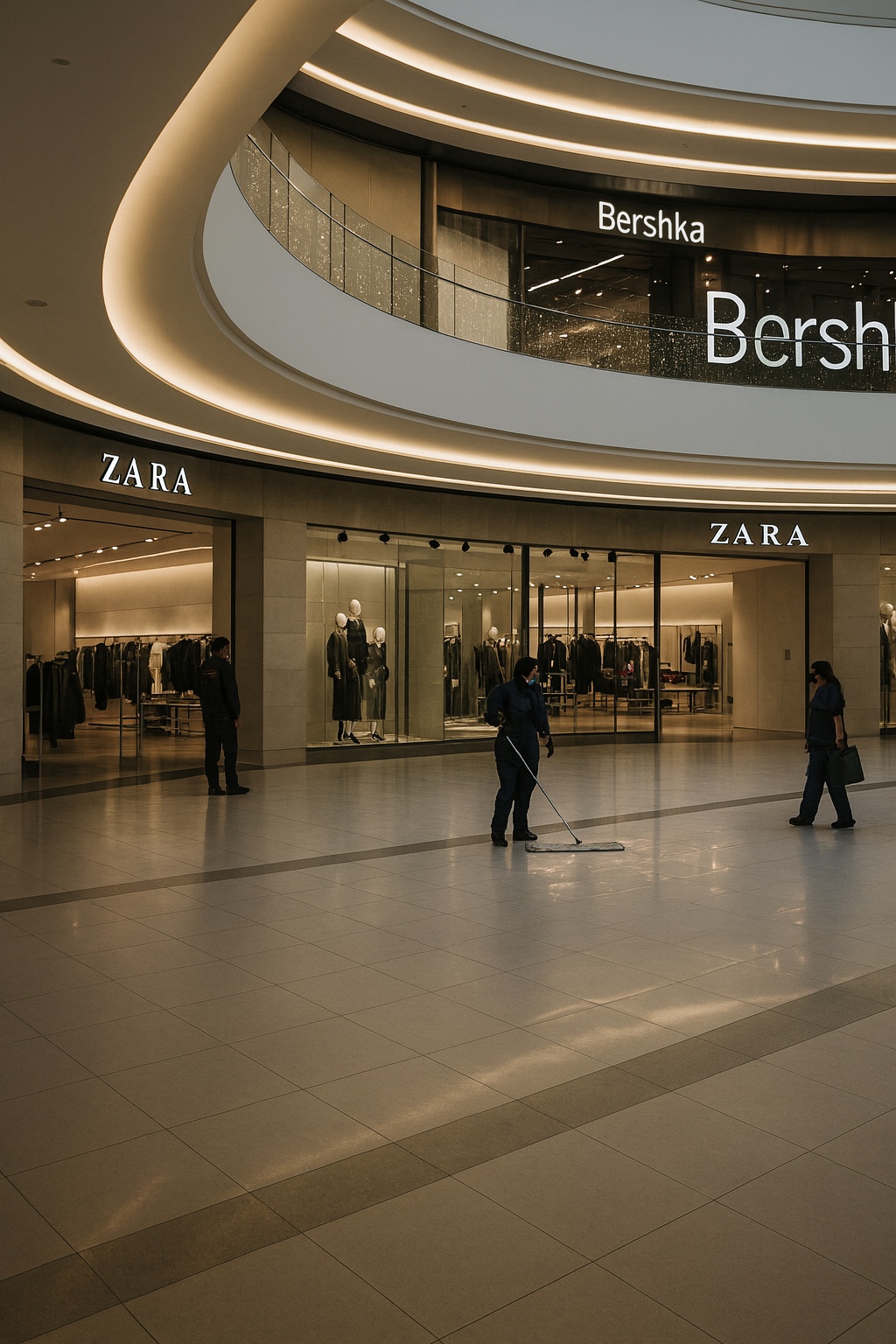 Retail environment featuring Zara and Bershka — visual reference