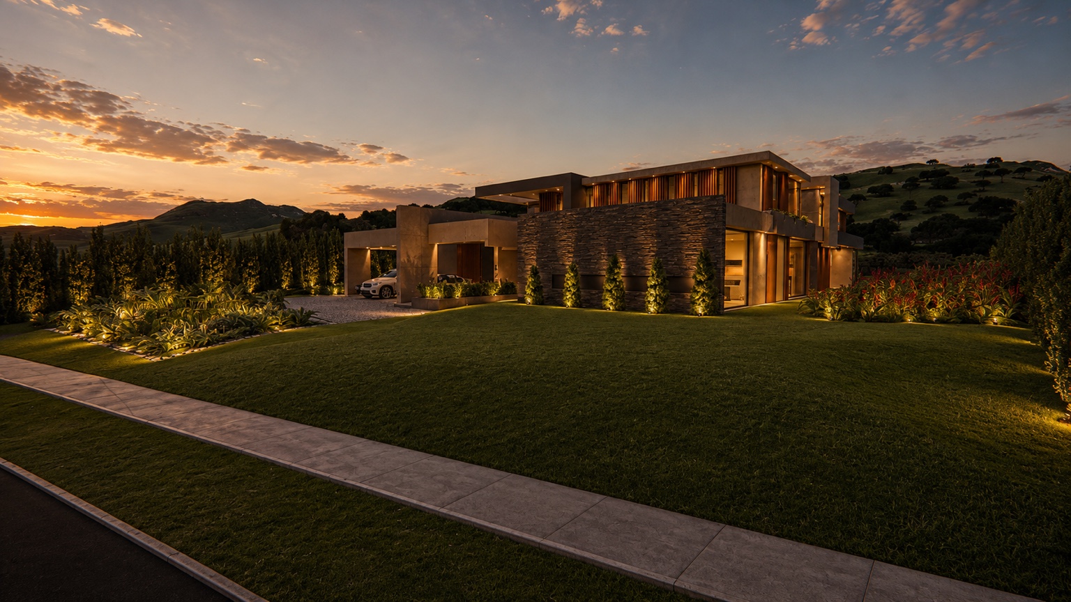Residential architecture and exterior lighting