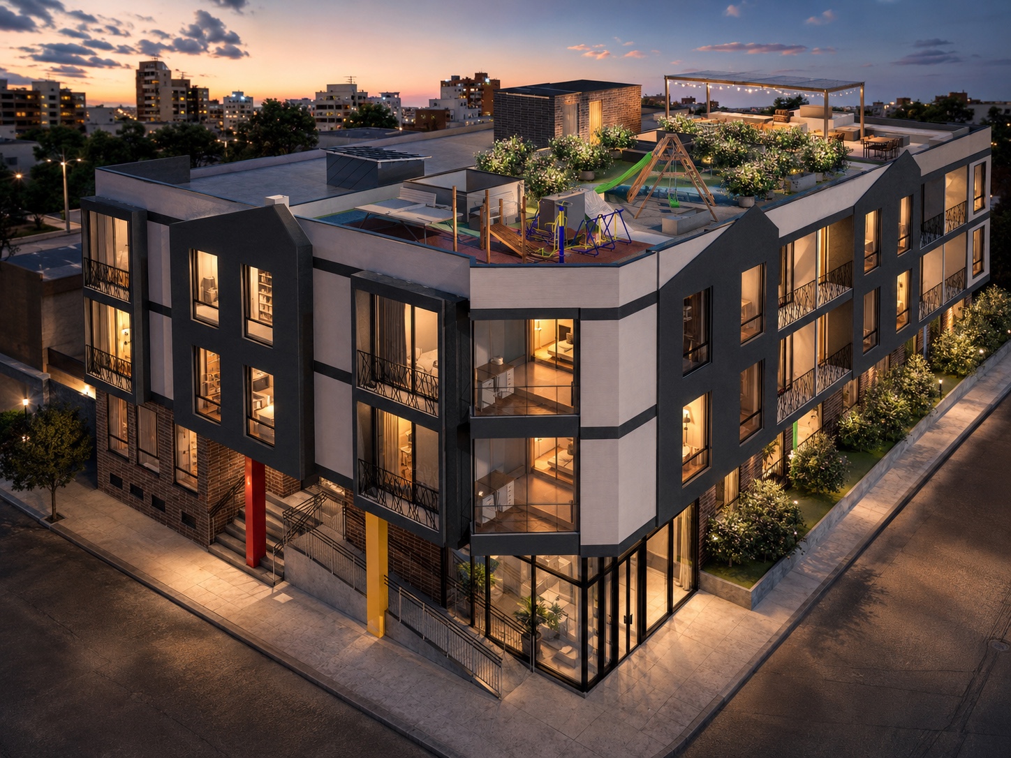 Multifamily residential architecture and terrace